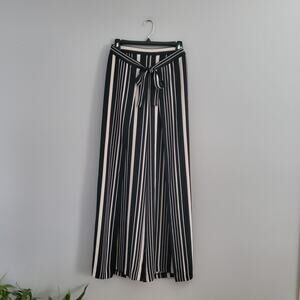 Bar III Wide Leg Pull On Tie Front Striped Pants M